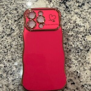 Red curve grip case,
iPhone 14 Pro.  Soft silicone.